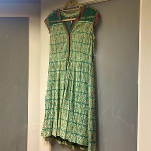 Tracy Reese cotton/silk green/white patterned dress size 10